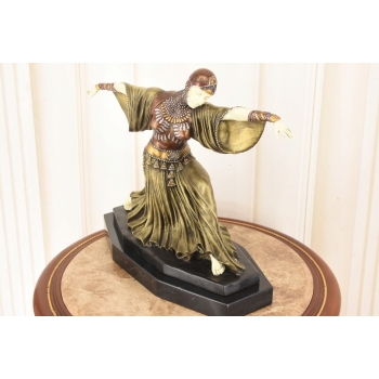 Tancerka w Stylu Demetre CHiparus - Rzeźba Figura z Brązu - Sygnowana