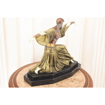 Tancerka w Stylu Demetre CHiparus - Rzeźba Figura z Brązu - Sygnowana