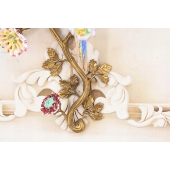 2x Porcelanowy Świecznik Papuga Na Gałęzi - Porcelana + Brąz - Na Ścianę