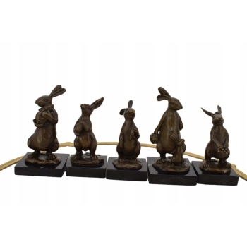 Rodzina Królików - Królik Zając - Figury Rzeźby z Brązu - Dekoracja