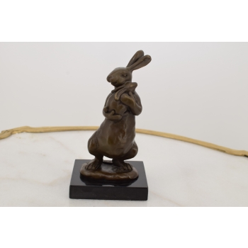 Rodzina Królików - Królik Zając - Figury Rzeźby z Brązu - Dekoracja