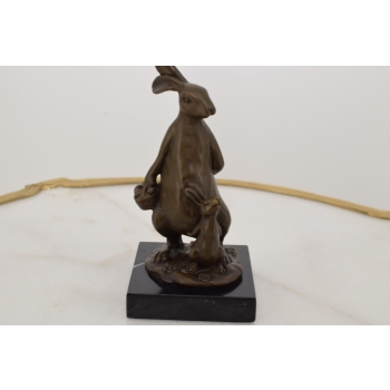 Rodzina Królików - Królik Zając - Figury Rzeźby z Brązu - Dekoracja