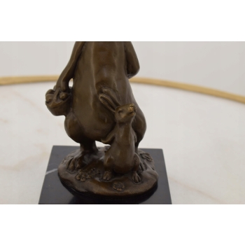 Rodzina Królików - Królik Zając - Figury Rzeźby z Brązu - Dekoracja