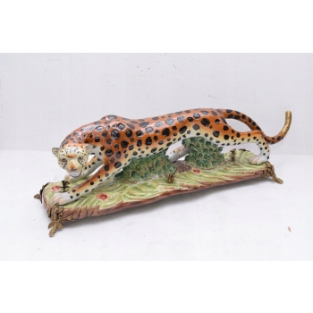 PANTERA PUMA LAMPART 82 figura z porcelany + brązu