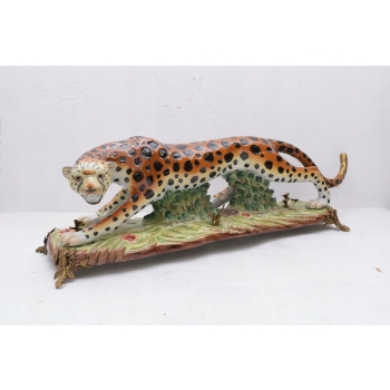 PANTERA PUMA LAMPART 82 figura z porcelany + brązu