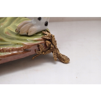 PANTERA PUMA LAMPART 82 figura z porcelany + brązu