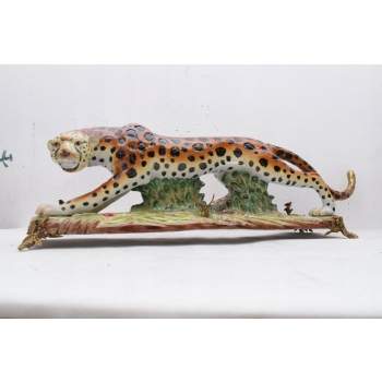 PANTERA PUMA LAMPART 82 figura z porcelany + brązu