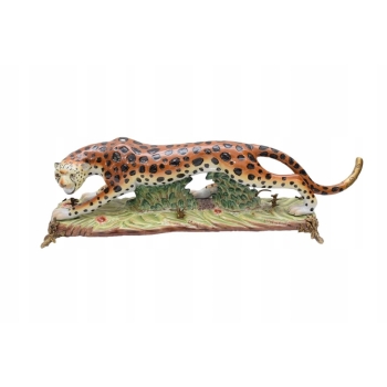 PANTERA PUMA LAMPART 82 figura z porcelany + brązu