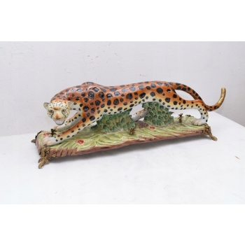 PANTERA PUMA LAMPART 82 figura z porcelany + brązu