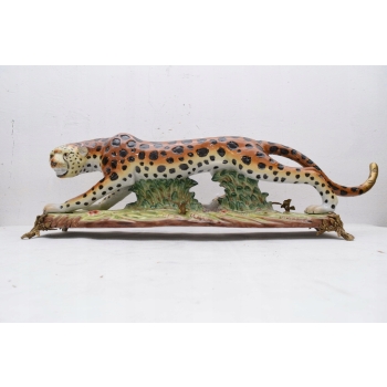 PANTERA PUMA LAMPART 82 figura z porcelany + brązu