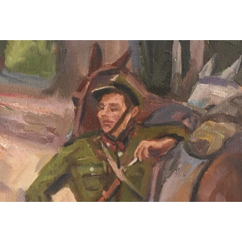 Wojciech Kossak - Spotkanie Ułana i Dziewczyny - Obraz Olejny Złota Rama