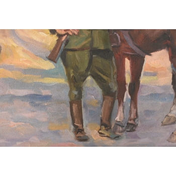 Wojciech Kossak - Spotkanie Ułana i Dziewczyny - Obraz Olejny Złota Rama