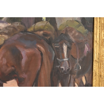 Wojciech Kossak - Spotkanie Ułana i Dziewczyny - Obraz Olejny Złota Rama