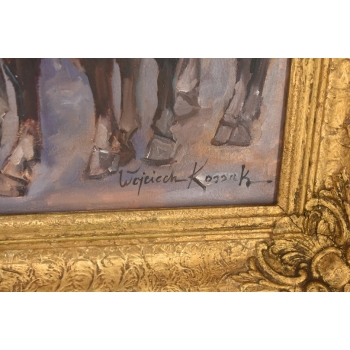 Wojciech Kossak - Spotkanie Ułana i Dziewczyny - Obraz Olejny Złota Rama