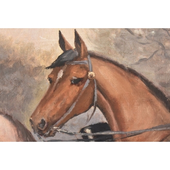 Juliusz Kossak - Portret Arystokraty z Końmi - Dżokej - Polski Obraz Olejny