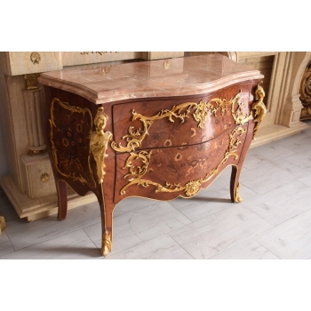 Komoda w stylu Ludwika XV + Blat Marmur – Intarsja