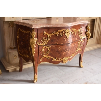 Komoda w stylu Ludwika XV + Blat Marmur – Intarsja