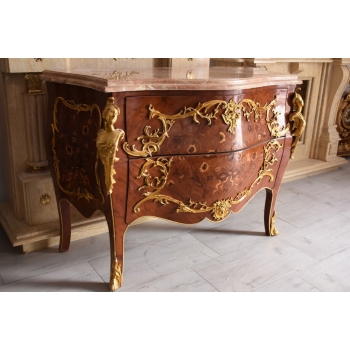 Komoda w stylu Ludwika XV + Blat Marmur – Intarsja