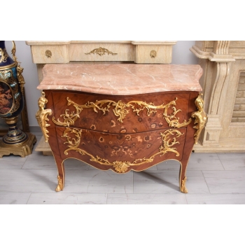 Komoda w stylu Ludwika XV + Blat Marmur – Intarsja