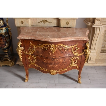 Komoda w stylu Ludwika XV + Blat Marmur – Intarsja
