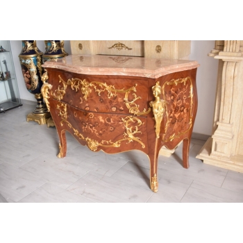 Komoda w stylu Ludwika XV + Blat Marmur – Intarsja