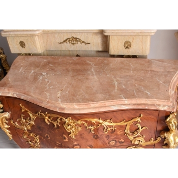Komoda w stylu Ludwika XV + Blat Marmur – Intarsja