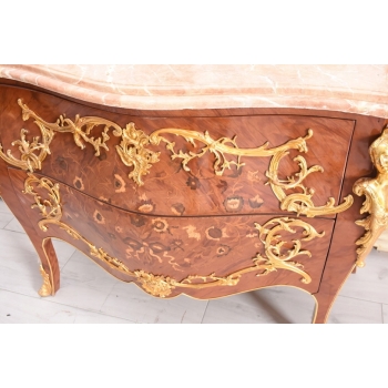 Komoda w stylu Ludwika XV + Blat Marmur – Intarsja