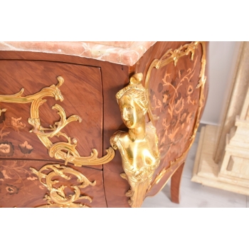 Komoda w stylu Ludwika XV + Blat Marmur – Intarsja