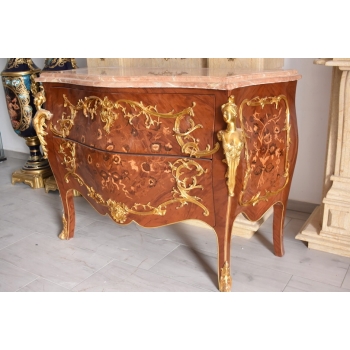 Komoda w stylu Ludwika XV + Blat Marmur – Intarsja