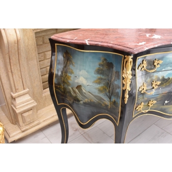Pałacowa Drewniana Komoda z Malunkami - Szafa - Arystokracja - Złote Okucia