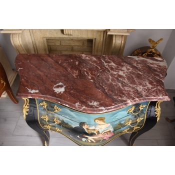 Pałacowa Drewniana Komoda z Malunkami - Szafa - Arystokracja - Złote Okucia