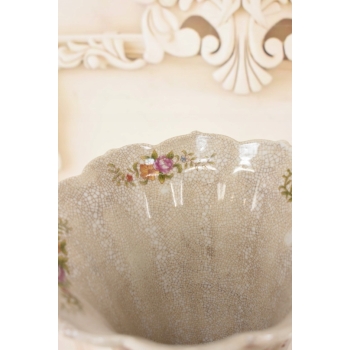 Piętrowa Porcelanowa Patera 3 w 1 - Porcelana + Brąz - Owocnik + Wazon