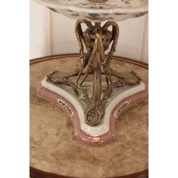 Piętrowa Porcelanowa Patera 3 w 1 - Porcelana + Brąz - Owocnik + Wazon