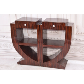 Stoliki Nocne Art Deco - Szafki Stół Sypialnia Gięte Drewno - Nakastliki