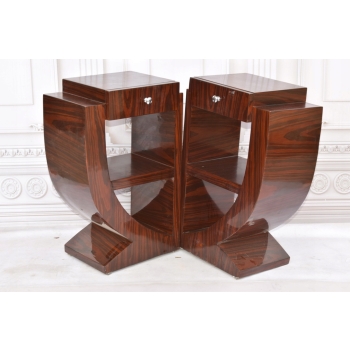 Stoliki Nocne Art Deco - Szafki Stół Sypialnia Gięte Drewno - Nakastliki
