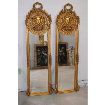 2 x Lustro Długie Wąskie - 178 x 55 cm - Twarze - Dama - Dekor