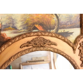 Złote Lustro - 207 x 94 cm + Obraz Pejzaż Wiejski - Bogata Rama