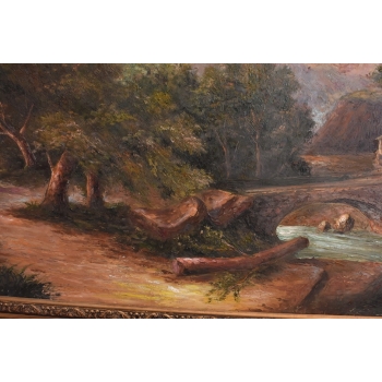 Wielki Obraz Olejny - Las i Rzeka - Duża Złota Rama 233x160cm