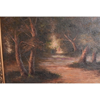 Wielki Obraz Olejny - Las i Rzeka - Duża Złota Rama 233x160cm