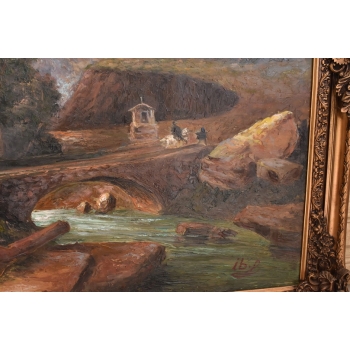 Wielki Obraz Olejny - Las i Rzeka - Duża Złota Rama 233x160cm