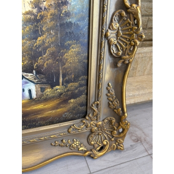 Leśny Pejzaż Dom Jezioro - Przepiękny Obraz Dekoracja 115x85cm