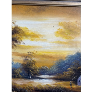 Leśny Pejzaż Dom Jezioro - Przepiękny Obraz Dekoracja 115x85cm