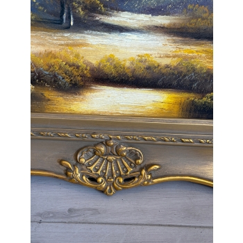 Leśny Pejzaż Dom Jezioro - Przepiękny Obraz Dekoracja 115x85cm