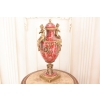 Porcelanowy Czerwony Wazon - Puchar Amfora Porcelana i Brąz - Kwiat Ozdoba