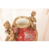 Porcelanowy Czerwony Wazon - Puchar Amfora Porcelana i Brąz - Kwiat Ozdoba