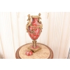 Porcelanowy Czerwony Wazon - Puchar Amfora Porcelana i Brąz - Kwiat Ozdoba