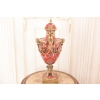 Porcelanowy Czerwony Wazon - Puchar Amfora Porcelana i Brąz - Kwiat Ozdoba