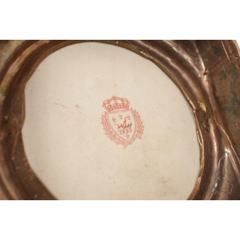 Porcelanowy Czerwony Wazon - Puchar Amfora Porcelana i Brąz - Kwiat Ozdoba