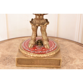 Porcelanowy Czerwony Wazon - Puchar Amfora Porcelana i Brąz - Kwiat Ozdoba