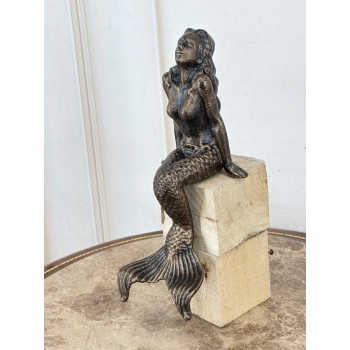 Siedząca Syrenka - Syrena Ryba - Akt - Żeliwna Figura - Żeliwo Ozdoba